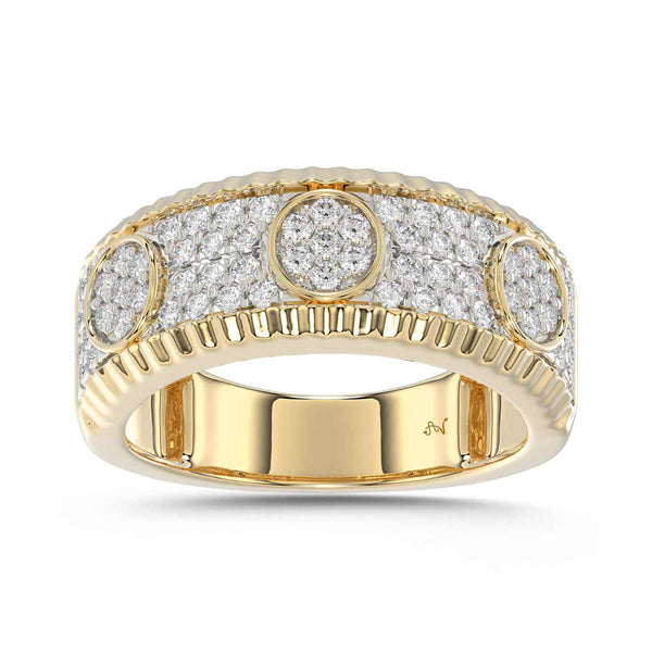 MEN'S RING 0.75CT ROUND DIAMOND 10K YELLOW GOLD