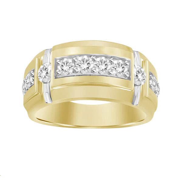MEN'S RING 1.00CT ROUND DIAMOND 14K YELLOW GOLD