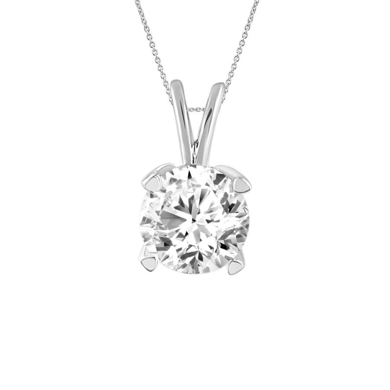 SOLITAIRE LADIES PENDANT 0.33CT ROUND DIAMOND 14K WHITE GOLD