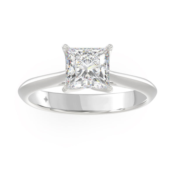 LADIES SOLITAIRE RING 1 1/2CT PRINCESS DIAMOND 14K WHITE GOLD