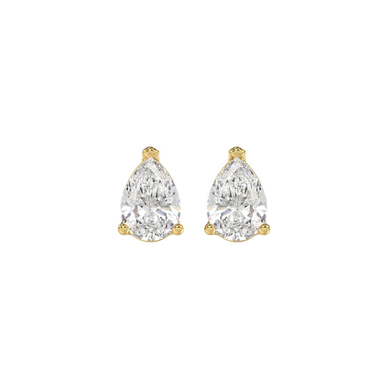 LADIES SOLITAIRE EARRINGS 1 1/2CT PEAR DIAMOND 14K YELLOW GOLD