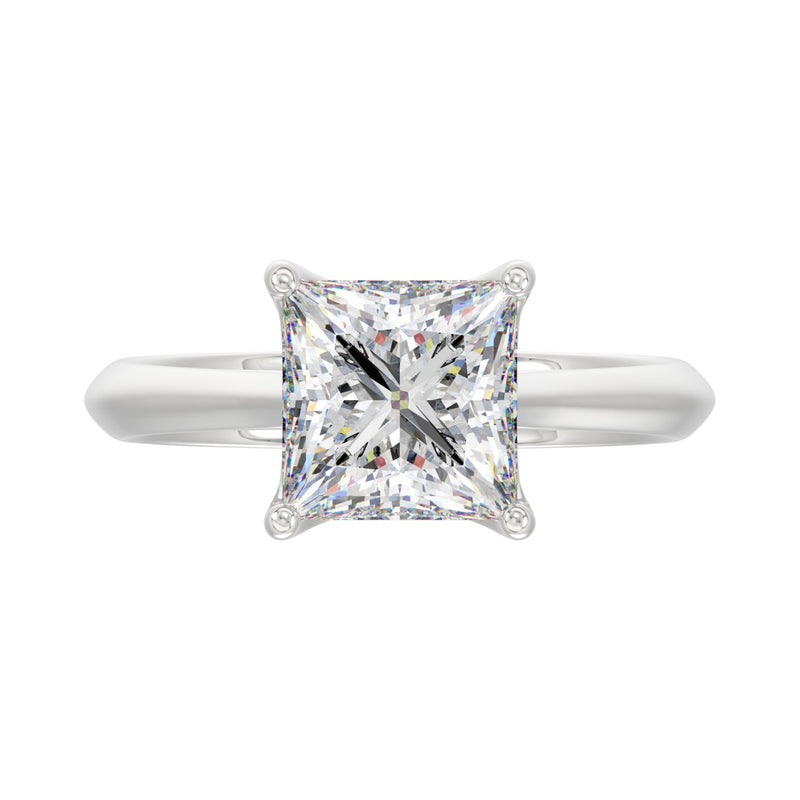 LADIES SOLITAIRE RING 3CT PRINCESS DIAMOND 14K WHITE GOLD