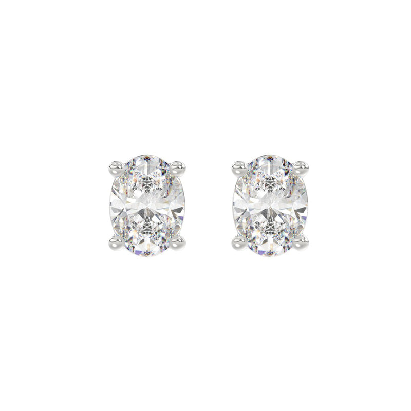 LADIES SOLITAIRE EARRINGS 3CT OVAL DIAMOND 14K WHITE GOLD (CENTER STONE OVAL DIAMOND 1 1/2CT )