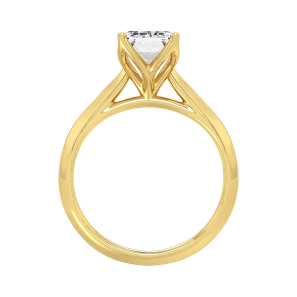 LADIES SOLITAIRE RING 3CT EMERALD DIAMOND 14K YELLOW GOLD (CENTER STONE EMERALD DIAMOND 3CT )