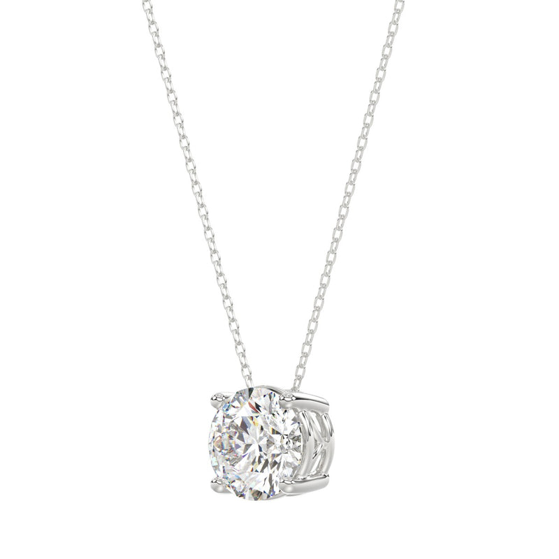 14K WHITE GOLD 1.00CT ROUND DIAMOND LADIES SOLITAIRE PENDANT WITH UNDER-PASS CHAIN (CENTER STONE ROUND DIAMOND 1CT)