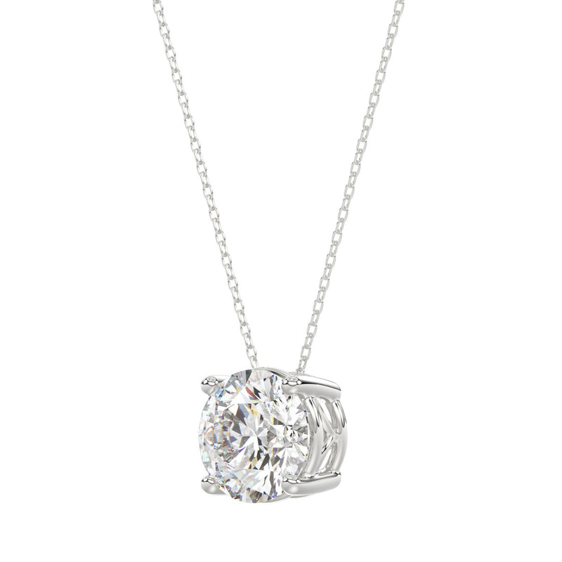 LADIES SOLITAIRE PENDANT WITH UNDER-PASS CHAIN 2.00CT ROUND DIAMOND 14K WHITE GOLD