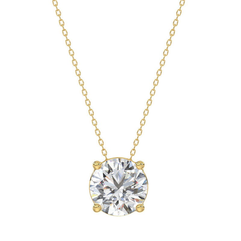 LADIES SOLITAIRE PENDANT WITH UNDER-PASS CHAIN 2.00CT ROUND DIAMOND 14K YELLOW GOLD