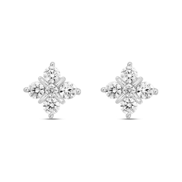 14K WHITE GOLD 1 1/2CT ROUND DIAMOND LADIES EARRINGS 