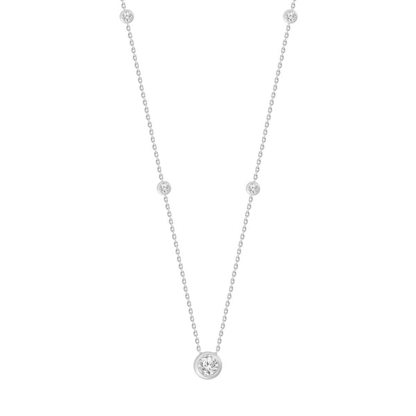 LADIES NECKLACE 1 5/8CT ROUND DIAMOND 14K WHITE GOLD