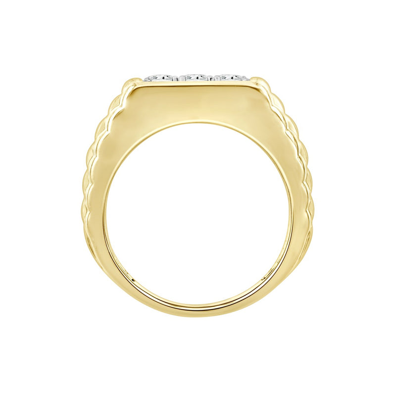 MEN'S RING 1 1/2CT ROUND DIAMOND 14K YELLOW GOLD