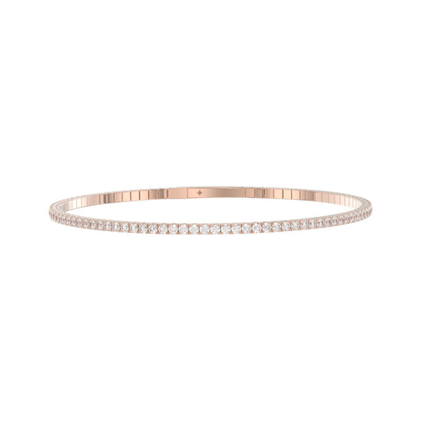 LADIES FLEXIBLE BANGLE 5 1/3CT ROUND DIAMOND 14K ROSE GOLD 