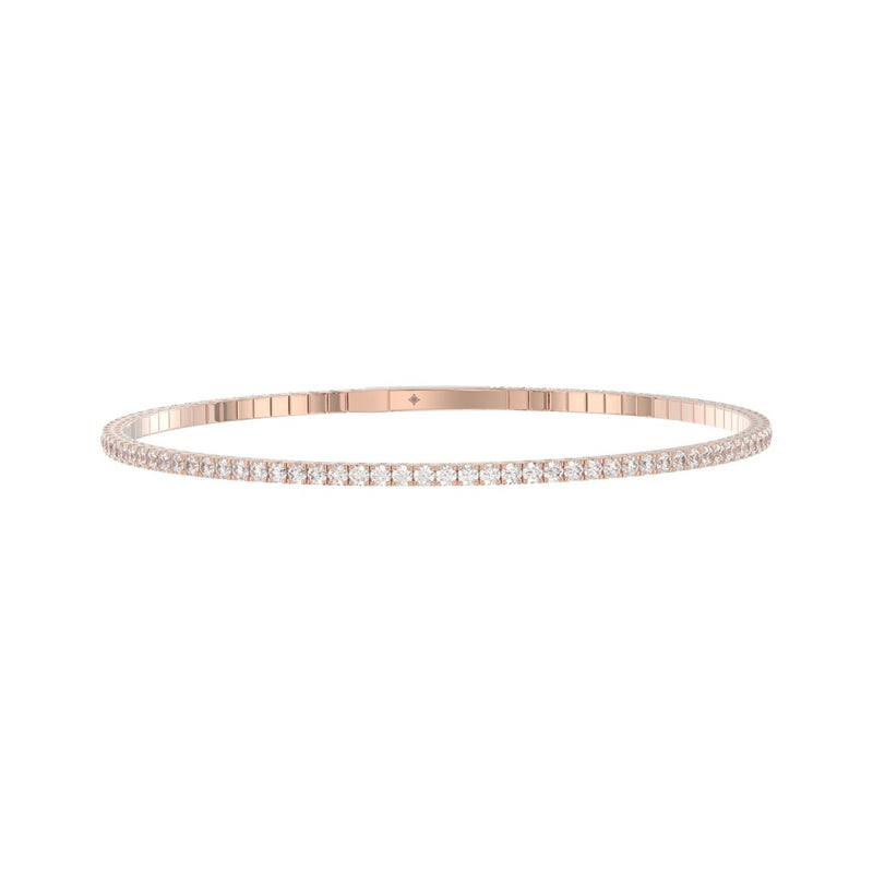 LADIES FLEXIBLE BANGLE 5 1/3CT ROUND DIAMOND 14K ROSE GOLD 