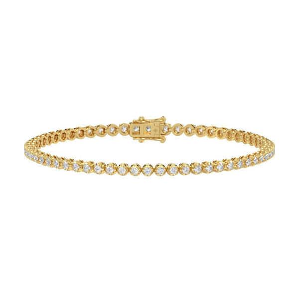 14K YELLOW GOLD 2 1/4CT 8 INCH ROUND DIAMOND MEN'S BRACELET