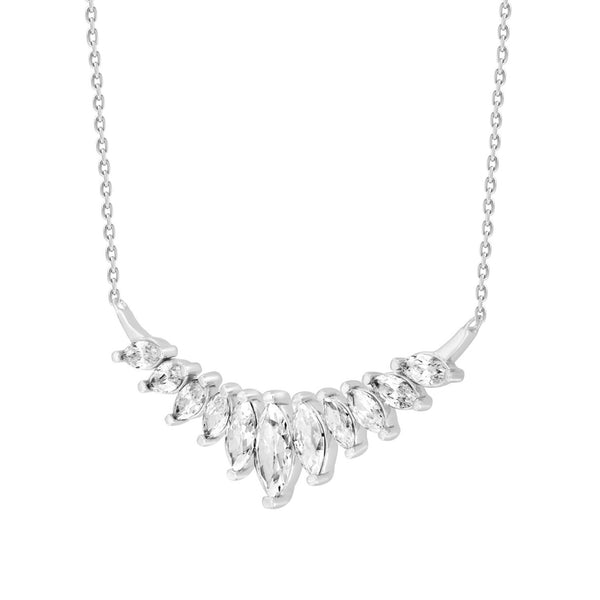 LADIES NECKLACE 4CT MARQUISE DIAMOND 14K WHITE GOLD