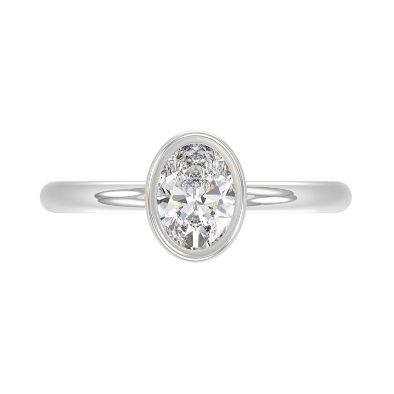 LADIES SOLITAIRE RING 1CT OVAL DIAMOND 14K WHITE GOLD (CENTER STONE OVAL DIAMOND 1CT )
