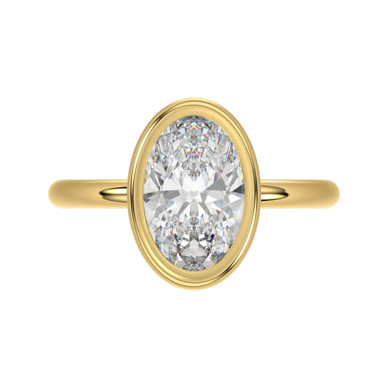 LADIES SOLITAIRE RING 3CT OVAL DIAMOND 14K YELLOW GOLD (CENTER STONE OVAL DIAMOND 3CT )