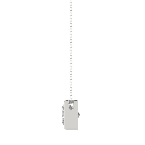 LADIES SOLITAIRE PENDANT 1CT PRINCESS DIAMOND 14K WHITE GOLD WITH CHAIN