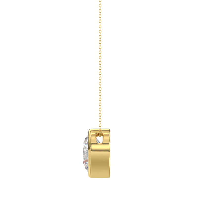 LADIES SOLITAIRE PENDANT 1CT ROUND DIAMOND 14K YELLOW GOLD WITH CHAIN