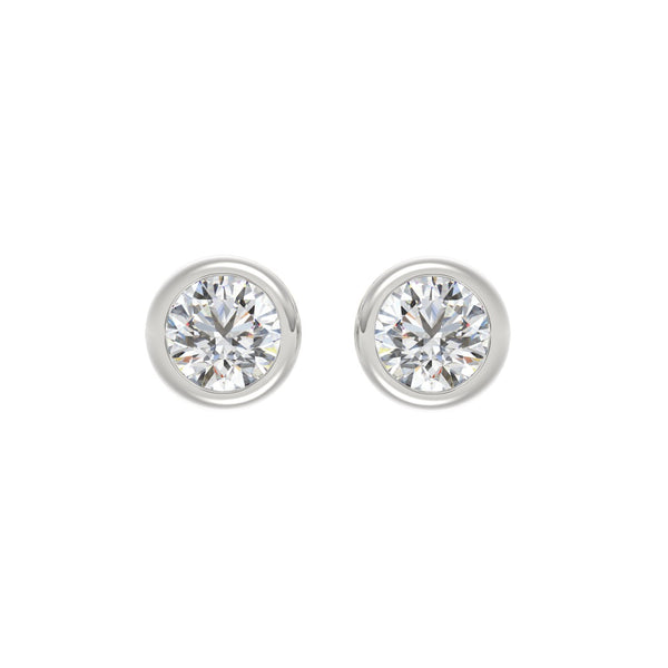 LADIES SOLITAIRE EARRINGS 3CT ROUND DIAMOND 14K WHITE GOLD
