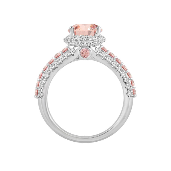 ETERNAL BLUSH COLLECTION LADIES RING 3 1/4CT ROUND/PEAR DIAMOND 14K WHITE GOLD (CENTER STONE PINK PEAR DIAMOND 2CT)