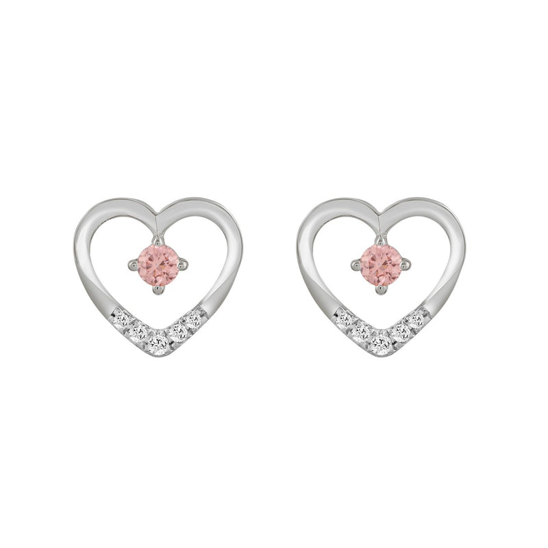 ETERNAL BLUSH COLLECTION LADIES EARRINGS 1/3CT ROUND DIAMOND 14K WHITE GOLD (CENTER STONE PINK ROUND DIAMOND 1/5CT)