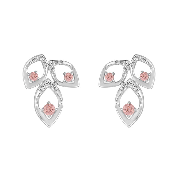 ETERNAL BLUSH COLLECTION LADIES EARRINGS 1/2CT ROUND DIAMOND 14K WHITE GOLD (CENTER STONE PINK ROUND DIAMOND 1/3CT)
