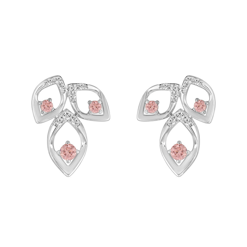 ETERNAL BLUSH COLLECTION LADIES EARRINGS 1/2CT ROUND DIAMOND 14K WHITE GOLD (CENTER STONE PINK ROUND DIAMOND 1/3CT)