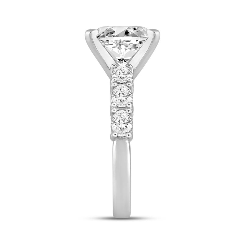 LADIES RING 4 1/2CT ROUND/OVAL DIAMOND 14K WHITE GOLD (CENTER STONE OVAL DIAMOND 3.00CT)