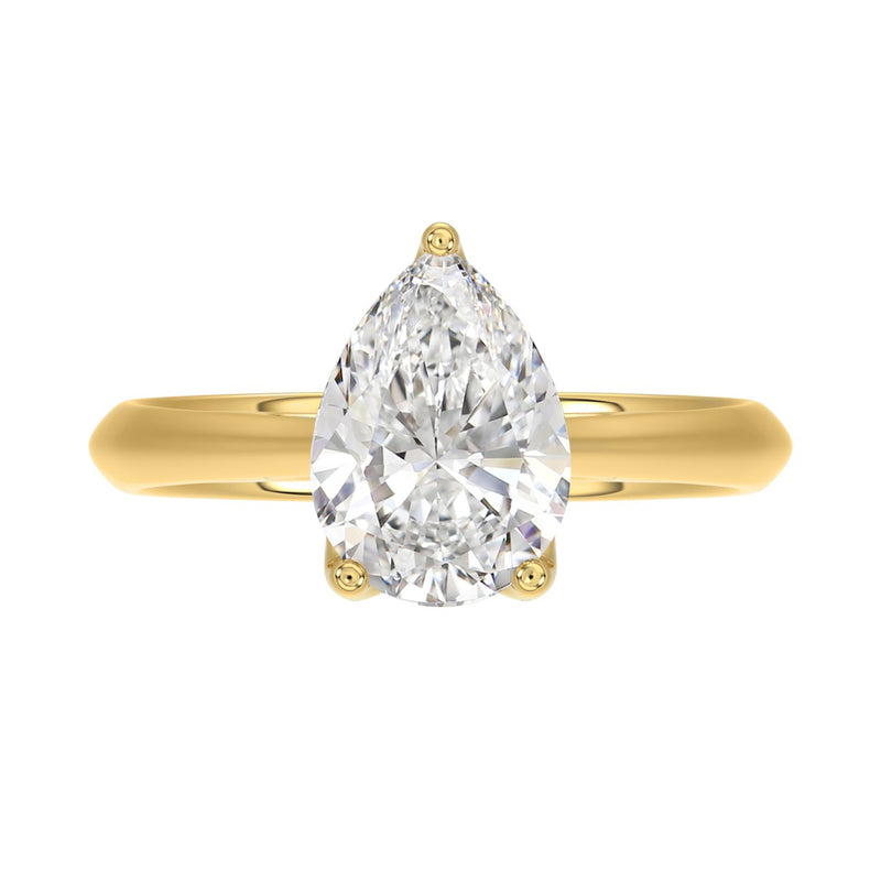 LADIES SOLITAIRE RING 2 1/2CT PEAR DIAMOND 14K YELLOW GOLD 