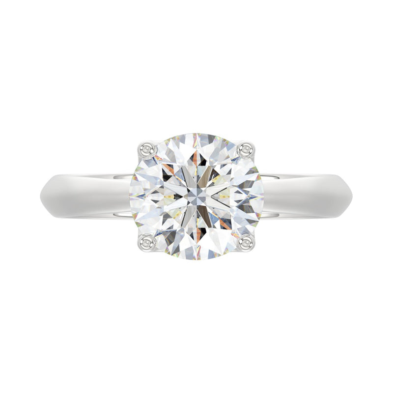 LADIES SOLITAIRE RING 2 1/2CT ROUND DIAMOND 14K WHITE GOLD 