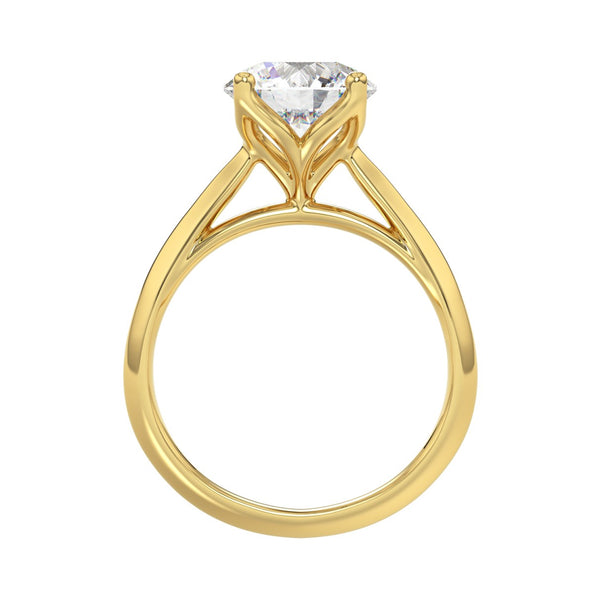 LADIES SOLITAIRE RING 2 1/2CT ROUND DIAMOND 14K YELLOW GOLD 