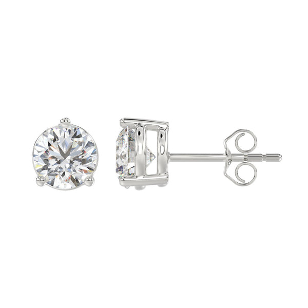 LADIES SOLITAIRE EARRINGS 4CT ROUND DIAMOND 14K WHITE GOLD (CENTER STONE ROUND DIAMOND 2CT )