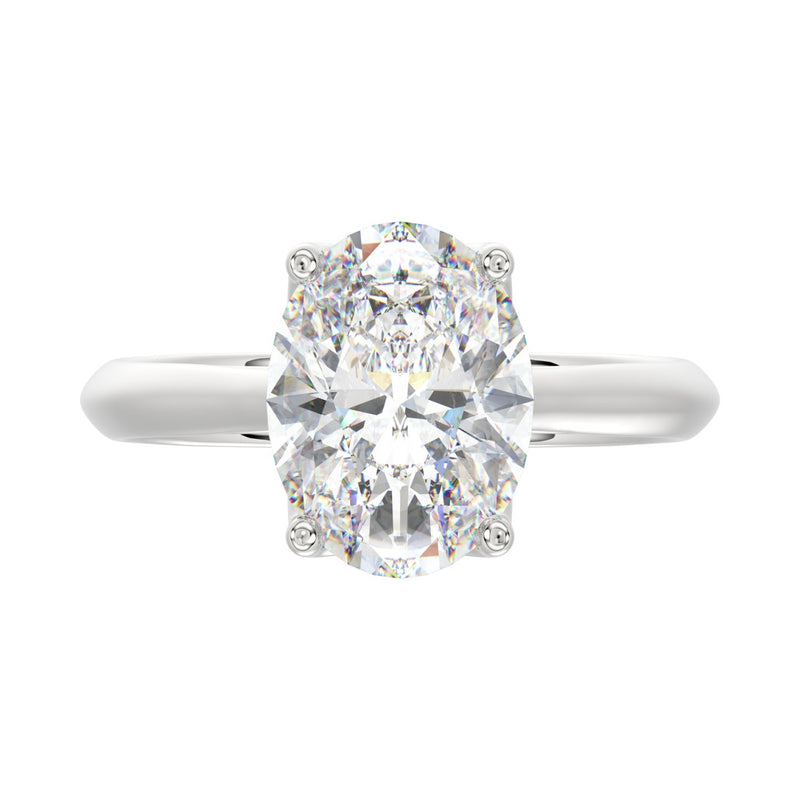 LADIES SOLITAIRE RING 4CT OVAL DIAMOND 14K WHITE GOLD 