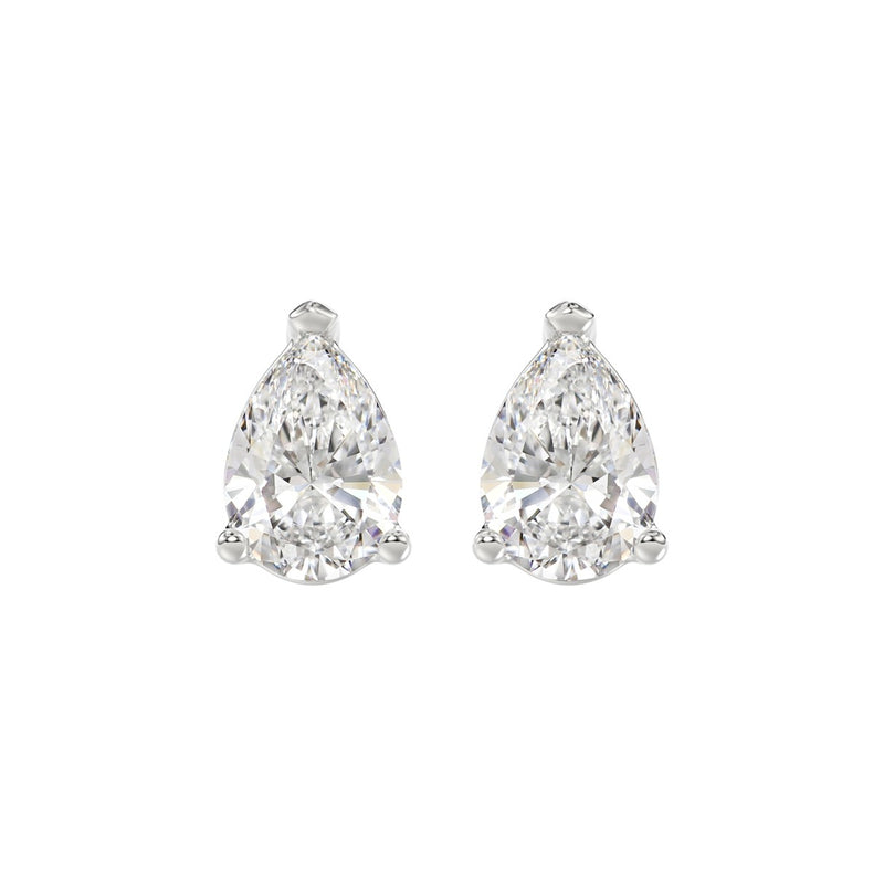 LADIES SOLITAIRE EARRINGS 4.00CT PEAR DIAMOND 14K WHITE GOLD 