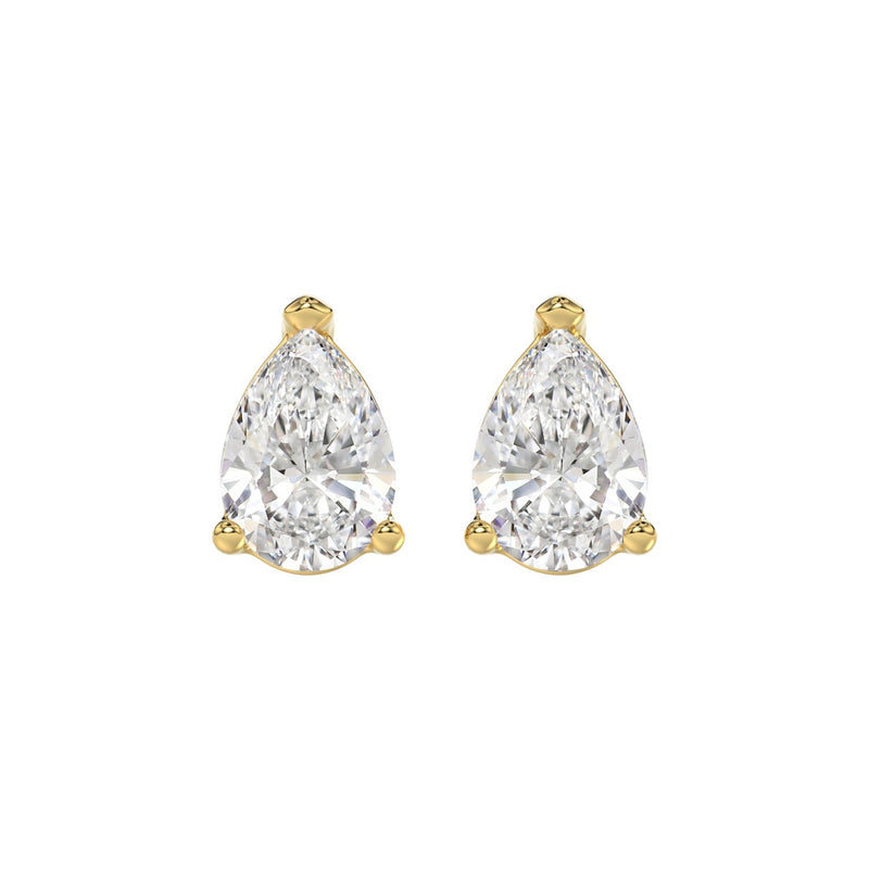 LADIES SOLITAIRE EARRINGS 4.00CT PEAR DIAMOND 14K YELLOW GOLD 