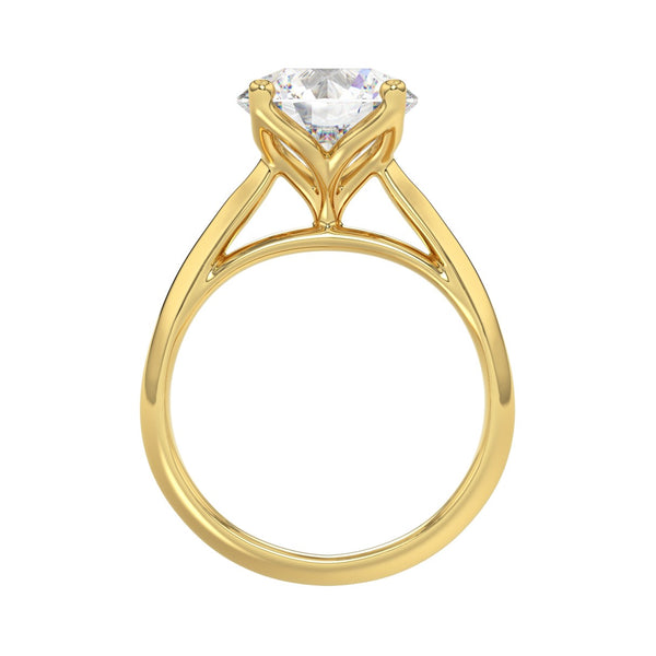 LADIES SOLITAIRE RING 4CT ROUND DIAMOND 14K YELLOW GOLD 