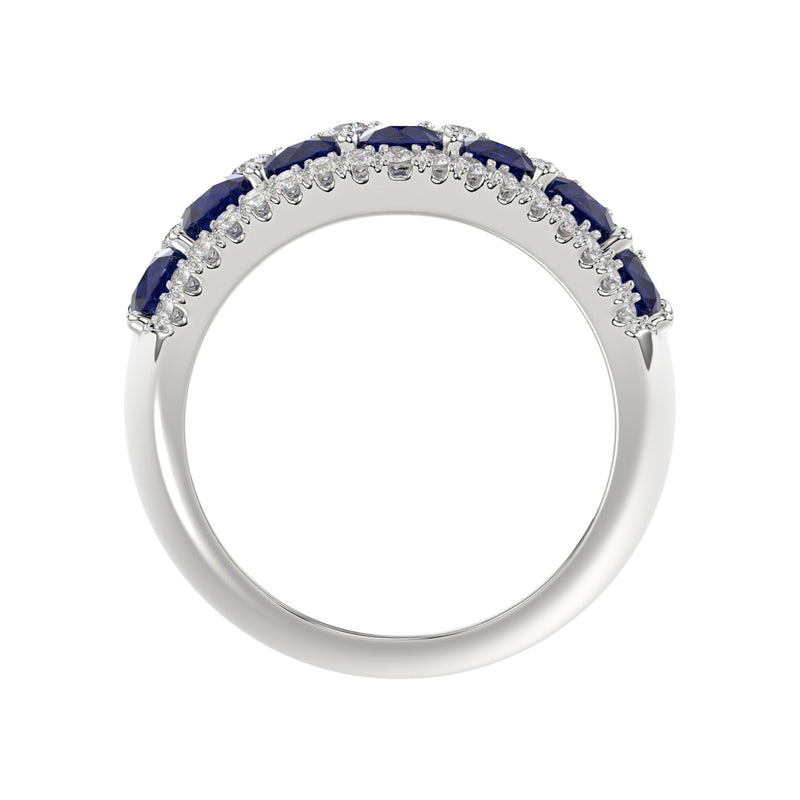 14K WHITE GOLD 4.00CT ROUND/ROUND BLUE SAPPHIRE DIAMOND LADIES RING