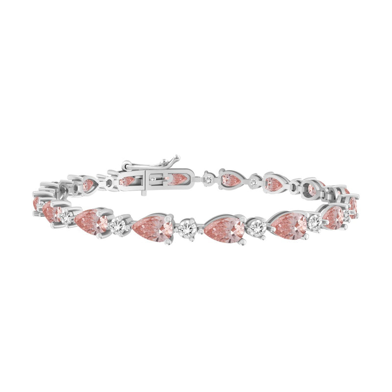 ETERNAL BLUSH COLLECTION LADIES BRACELET 9 1/2CT ROUND/ PINK PEAR DIAMOND 14K WHITE/ROSE GOLD 