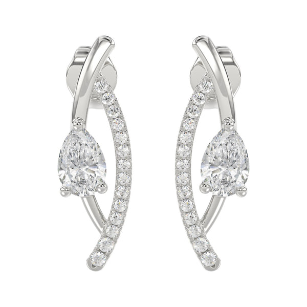 14K WHITE GOLD 1.00CT ROUND/PEAR DIAMOND LADIES EARRINGS