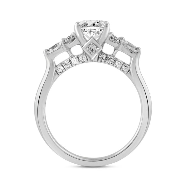 LADIES RING 2.75CT ROUND/PEAR/OVAL DIAMOND 14K WHITE GOLD (CENTER STONE OVAL DIAMOND 2.00CT)