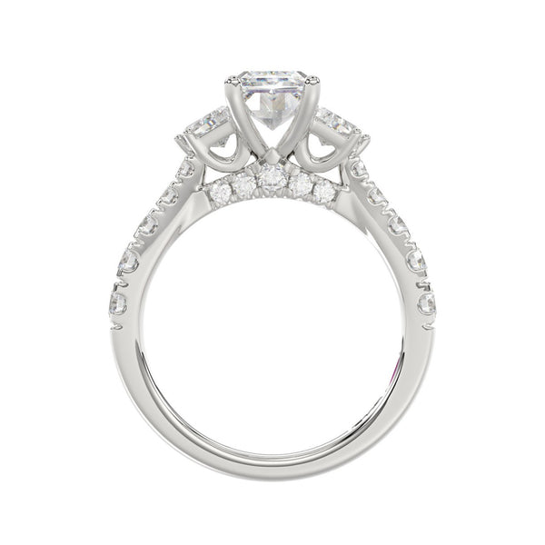 21K PLATINUM LADIES RING WITH 3 1/3CT ROUND/CUSHION/BAGUETTE DIAMONDS (CENTER STONE CUSHION DIAMOND 2CT)