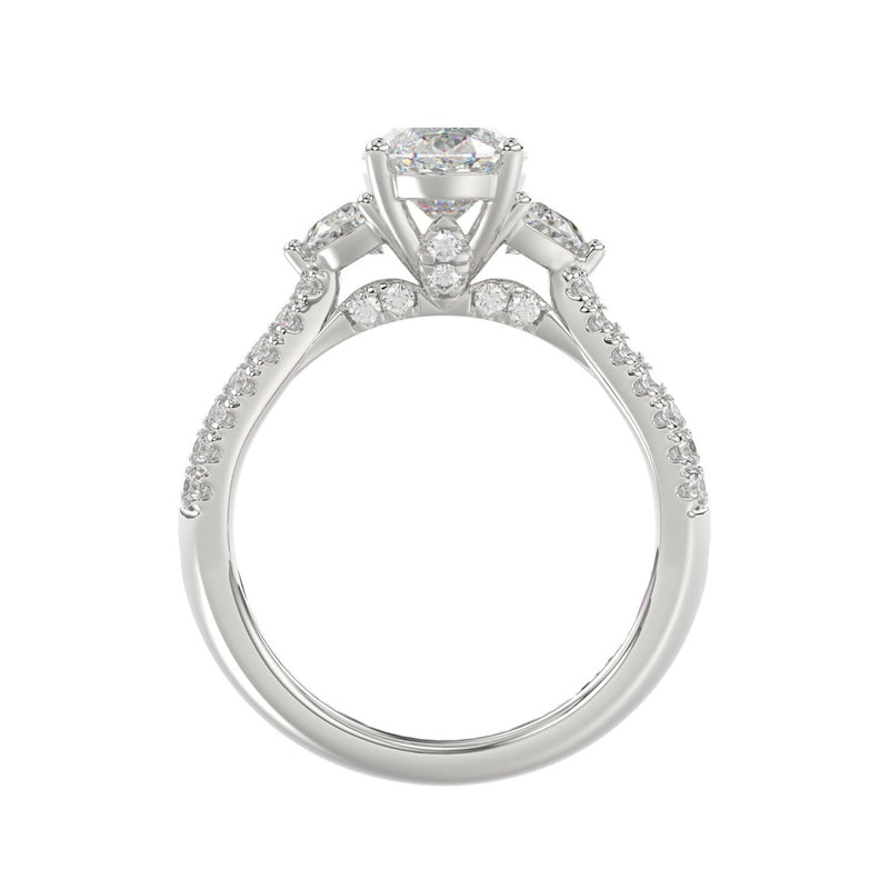 21K PLATINUM LADIES RING WITH 3.00CT ROUND/OVAL/HALF MOON/BAGUETTE DIAMONDS (CENTER STONE OVAL DIAMOND 2CT)