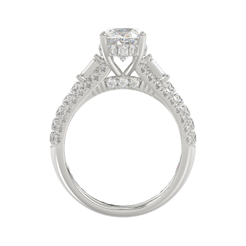 21K PLATINUM LADIES RING 4.00CT ROUND/OVAL/BAGUETTE DIAMOND (CENTER STONE OVAL DIAMOND 3CT)