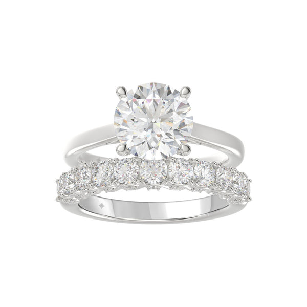LADIES BRIDAL SET 4.00CT ROUND DIAMOND 14K WHITE GOLD (CENTER STONE ROUND DIAMOND 3.00CT)