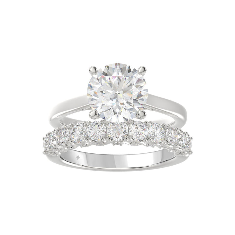 LADIES BRIDAL SET 4.00CT ROUND DIAMOND 14K WHITE GOLD (CENTER STONE ROUND DIAMOND 3.00CT)