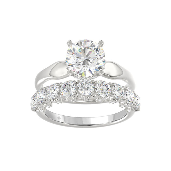 LADIES BRIDAL SET 3 5/8CT ROUND DIAMOND 14K WHITE GOLD (CENTER STONE ROUND DIAMOND 2.00CT)