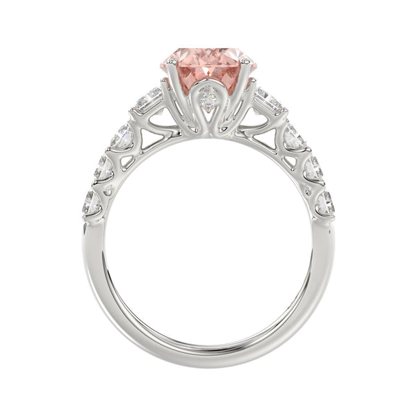 ETERNAL BLUSH COLLECTION 14K WHITE GOLD 4 3/4CT ROUND/RADIANT DIAMOND PINK OVAL  DIAMOND LADIES RING (CENTER STONE PINK OVAL DIAMOND 3.00CT)