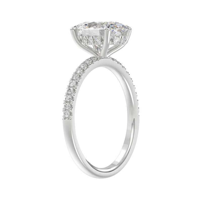 14K WHITE GOLD 2 1/5CT ROUND/OVAL DIAMOND LADIES RING (CENTER STONE OVAL DIAMOND 2CT)