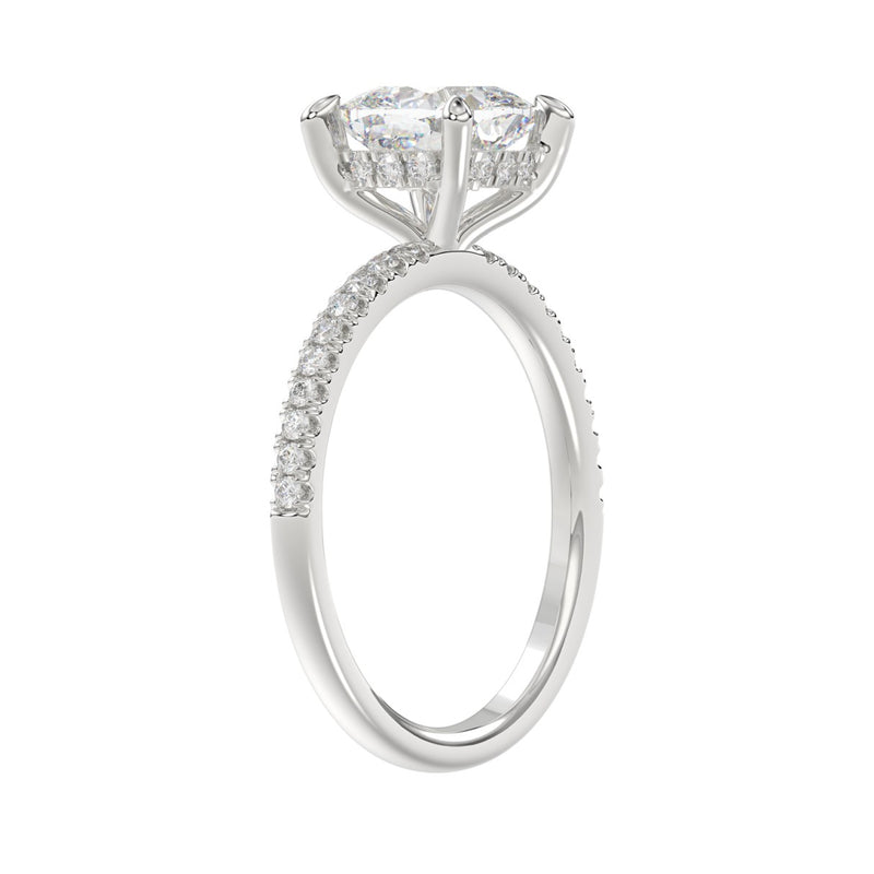 14K WHITE GOLD 2 1/4CT ROUND/CUSHION DIAMOND LADIES RING (CENTER STONE CUSHION DIAMOND 2CT)