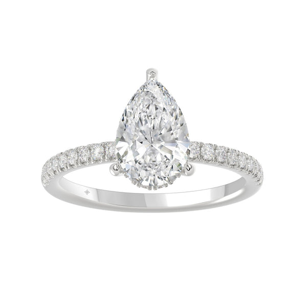 14K WHITE GOLD 2 3/4CT ROUND/PEAR DIAMOND LADIES RING (CENTER STONE PEAR DIAMOND 2CT)
